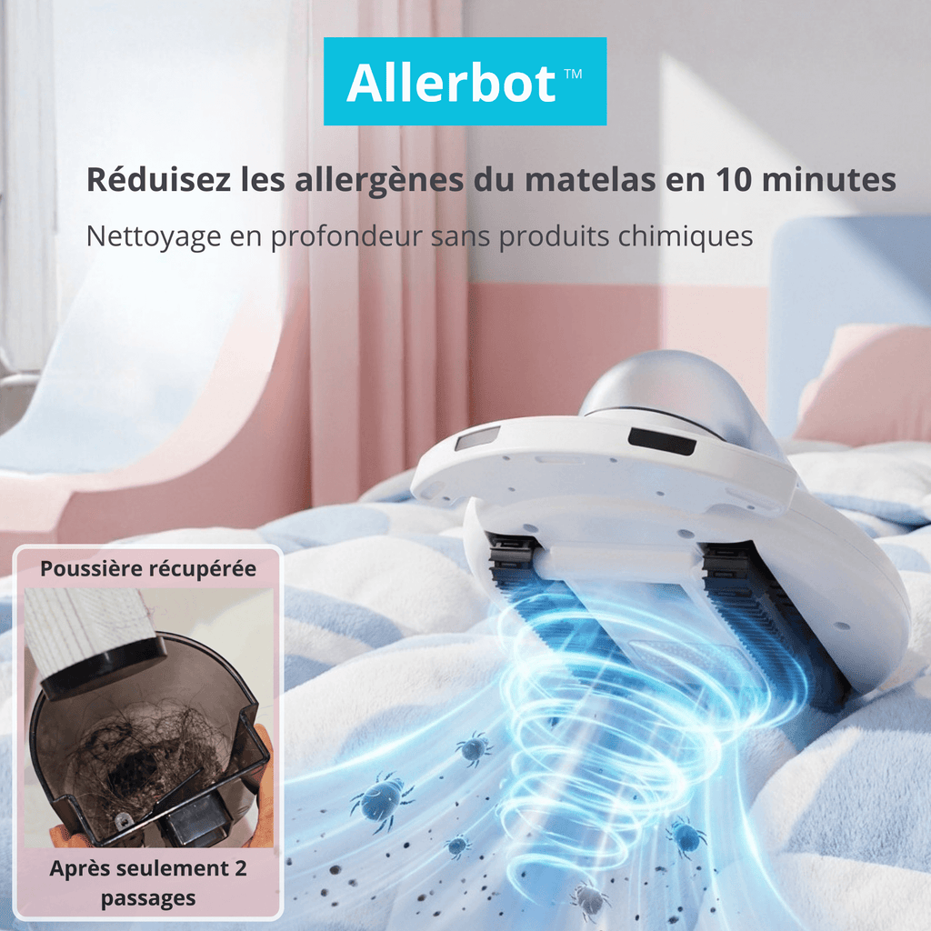 Allerbot™ – Réduisez les allergènes dans le matelas en 10 minutes