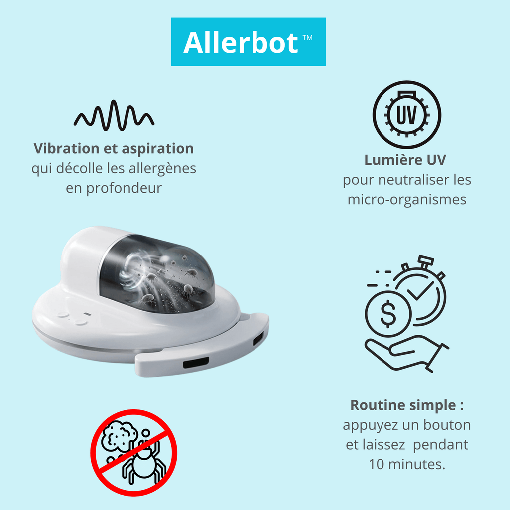 Allerbot™ – Réduisez les allergènes dans le matelas en 10 minutes